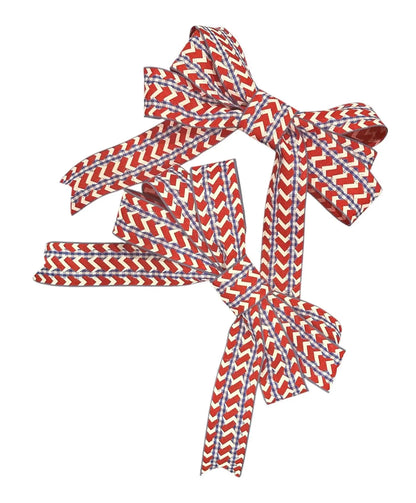 Large Patriotic 6 Loop Bow – Red, White & Blue Wired Ribbon Bow with Floral Wire Attachment