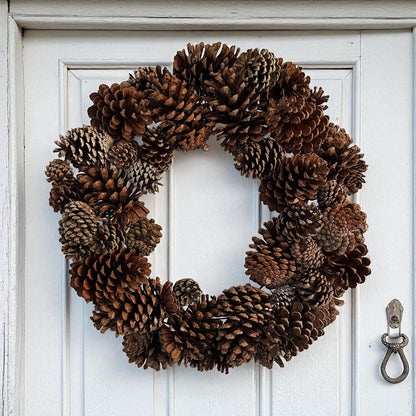 18" Pinecone Wreath | Rustic Front Door Wreath or Holiday Table Centerpiece | Natural Winter & Christmas Decor