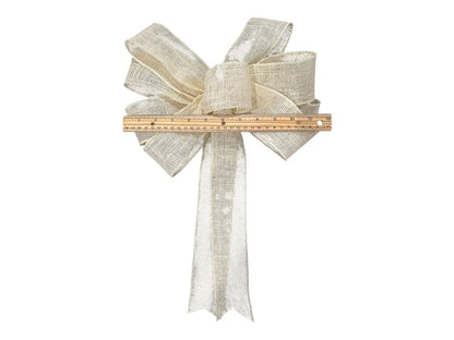 Large Off-White Burlap Bow- 12"x16"- 9 Loop, Farmhouse / Coastal/ Wedding Natural Burlap Bow