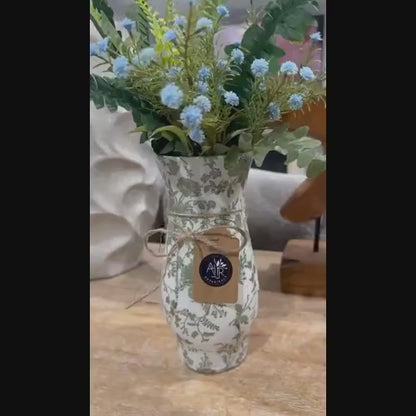 Vase- Decoupaged Toile Glass Vase- HOME DECOR- 2 SIZES/ 2 COLORS- Unique Coastal Gift