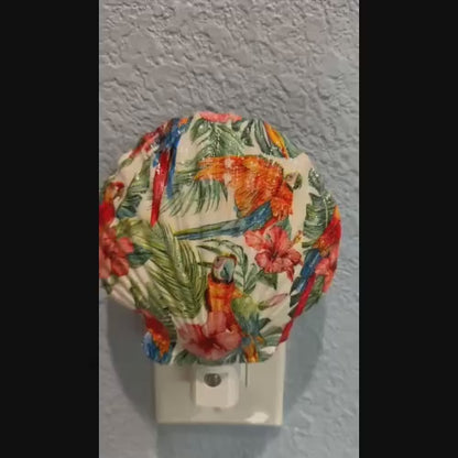 Scallop Nightlight- Tropical Parrots- Auto Sensor On/Off LED- Beach Home Decor