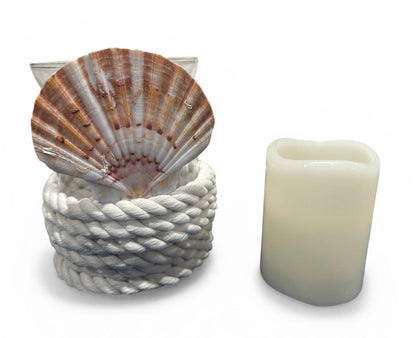 Coastal Glass Candle Holder Rope Wrapped Starfish LED Beach Wedding Centerpiece