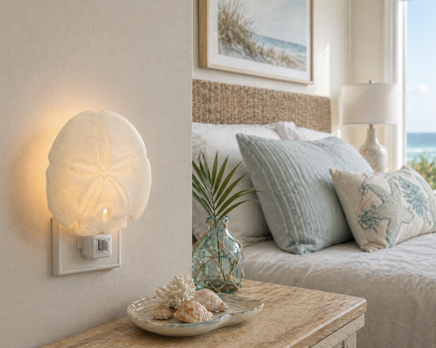 Sand Dollar Arrowhead Shell Nightlight Hallway, Bathroom, Kitchen, Nursery Decor