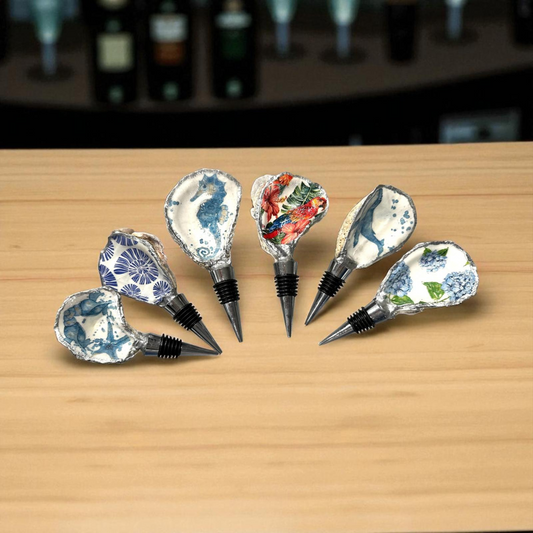 Oyster Bottle Stoppers- Silver Gilded or Natural Edge